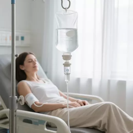 девушка проходит курс капельниц для похудения